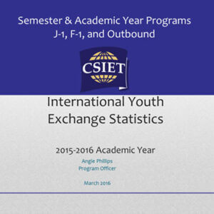 International Youth Exchange Statistics: 2015-2016 Semester & Academic Year Programs J-1, F-1, and Outbound